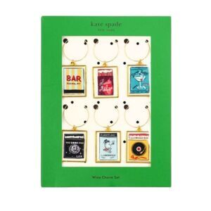 Kate Spade New York Mixed Novelty Wine Charms Set of 6 Purse Matchbook NWT